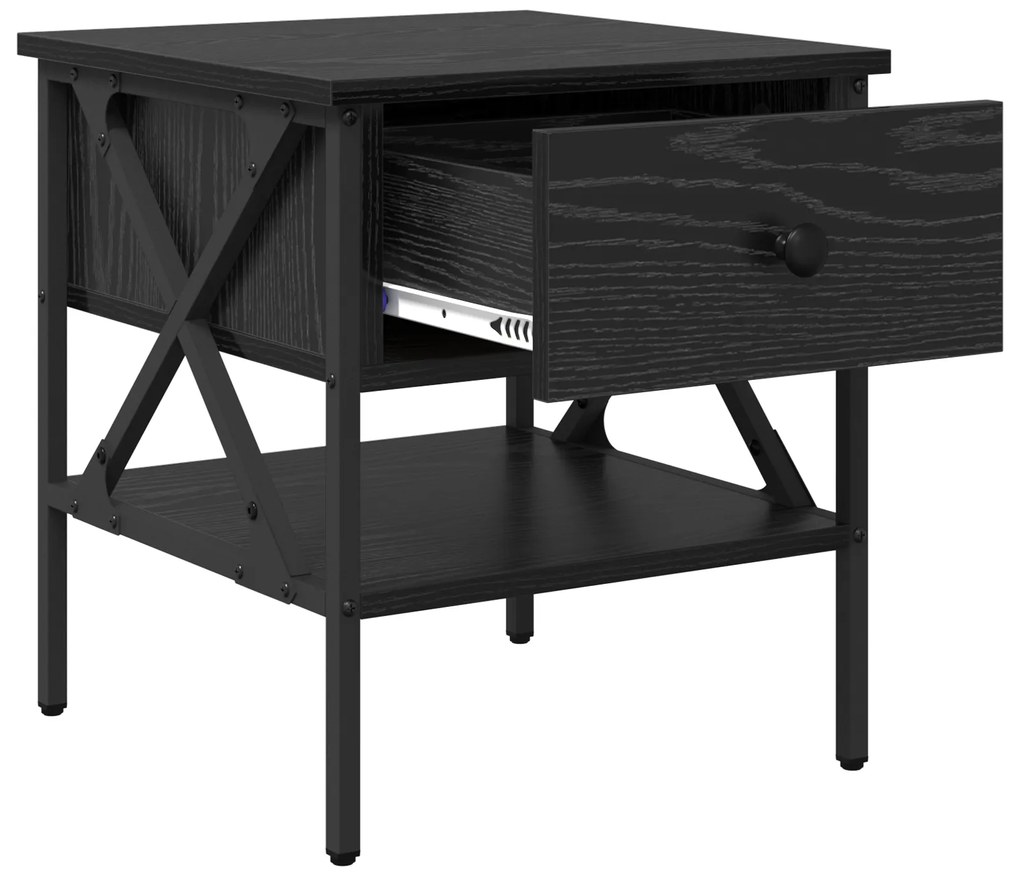 Mesas de cabeceira 2 pcs Carvalho Preto 40x42x45 cm Madeira engenheira