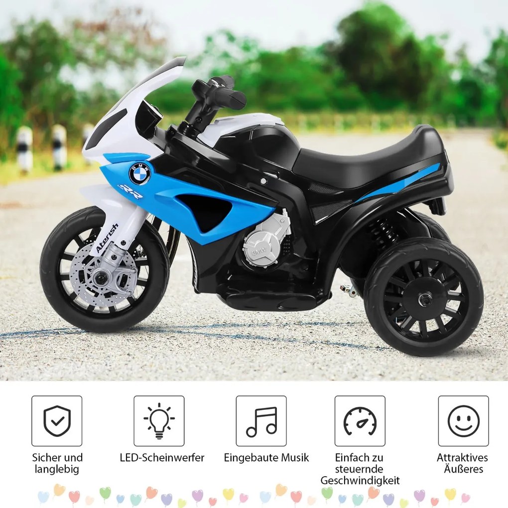Motocicleta infantil 6v veículo infantil 6v veículo infantil com música 66 x 37 x 44,5 cm preto + branco