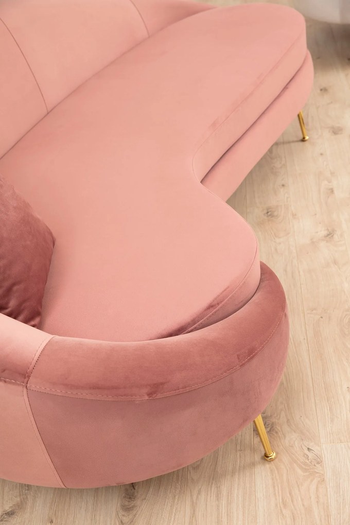 Sofá de 3 Lugares Eses – Rosa – 255 cm x 120 cm x 85 cm