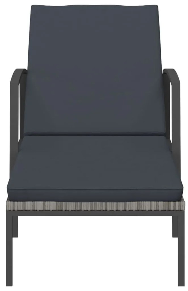 Espreguiçadeiras com mesa 2 pcs vime PE cinzento