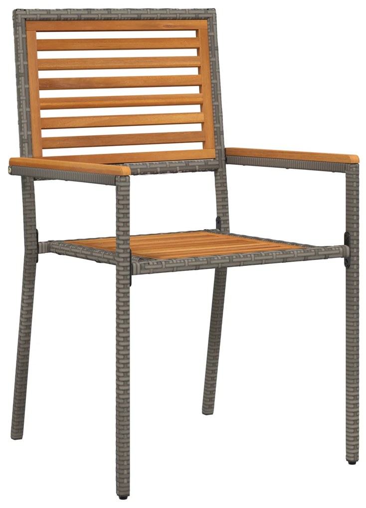 Conjunto de Jantar vidaXL 5 Peças Cinza Rattan Poliéster Acácia