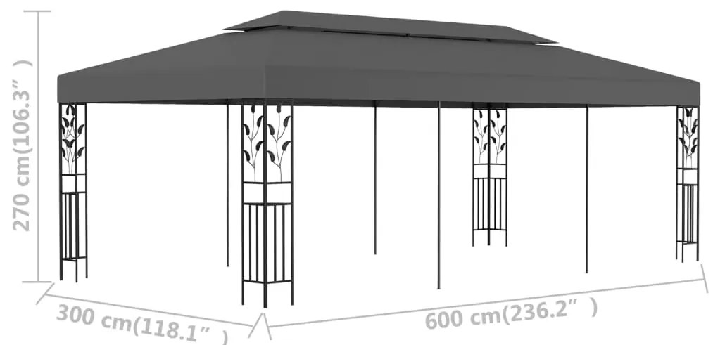 Gazebo 3x6 m antracite