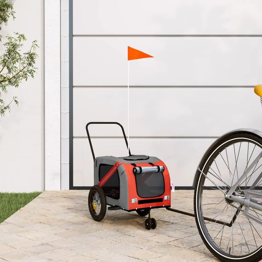 vidaXL Reboque bicicleta p/ animais tecido oxford/ferro laranja/preto