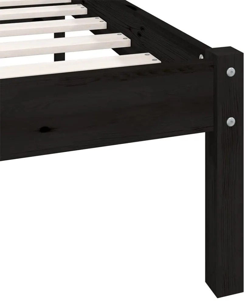 Estrutura de cama pequena solteiro 75x190 cm pinho maciço preto