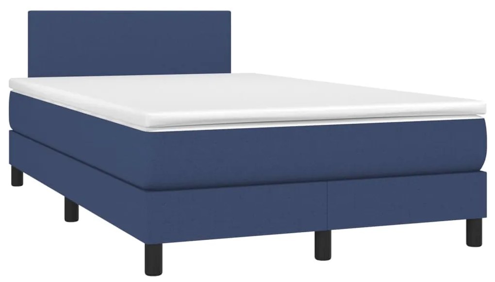 Cama box spring c/ colchão e LED 120x200 cm tecido azul