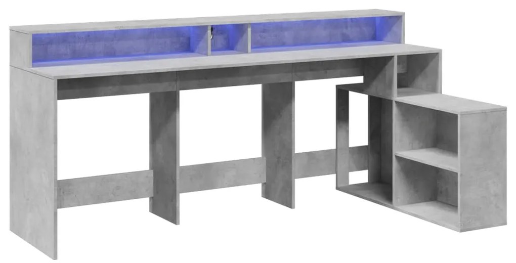 Secretária luzes LED 200x104x91 cm deriv. madeira cinza cimento