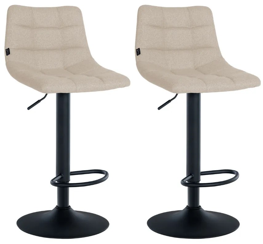 Conjunto de 2 bancos altos Jerry em tecido com estrutura preta 87-108,5 x 43 x 46,5 cm Creme