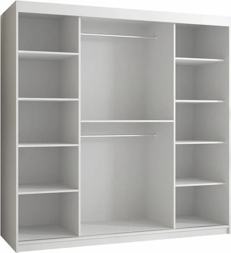 Roupeiro Anulio IV, Branco, 200x180x62cm, 149 kg, Portas para roupeiro: Deslizante, Número de prateleiras: 9, Número de prateleiras: 9