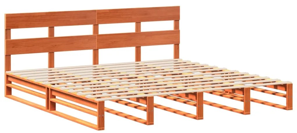 Cama sem colchão 200x200 cm pinho maciço castanho-mel