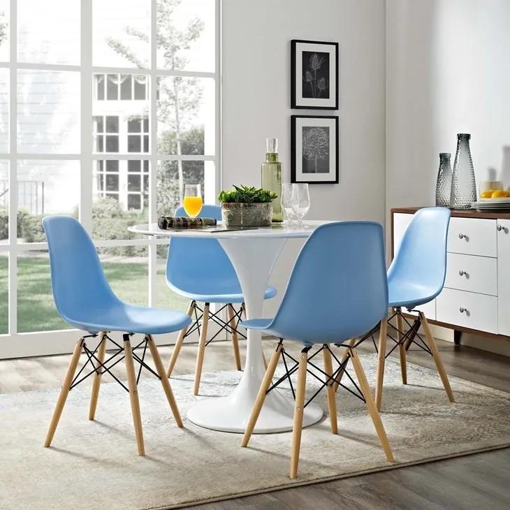 Conjunto 4 Cadeiras de Cozinha e Sala de Jantar  TOWER PP, madeira, polipropileno azul
