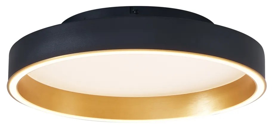 Plafon de design preto com dourado 40cm incl. LED com interruptor de 3 níveis - Ingo