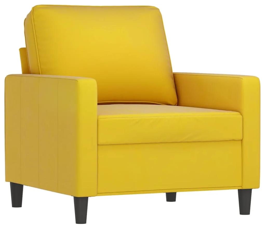 3 pcs conjunto de sofás com almofadas veludo amarelo