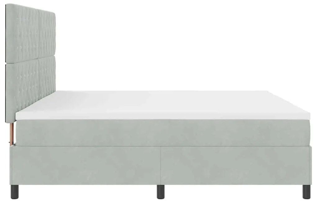 Cama Box com Colchão e Luz LED Cinza Claro 200x200 cm Veludo