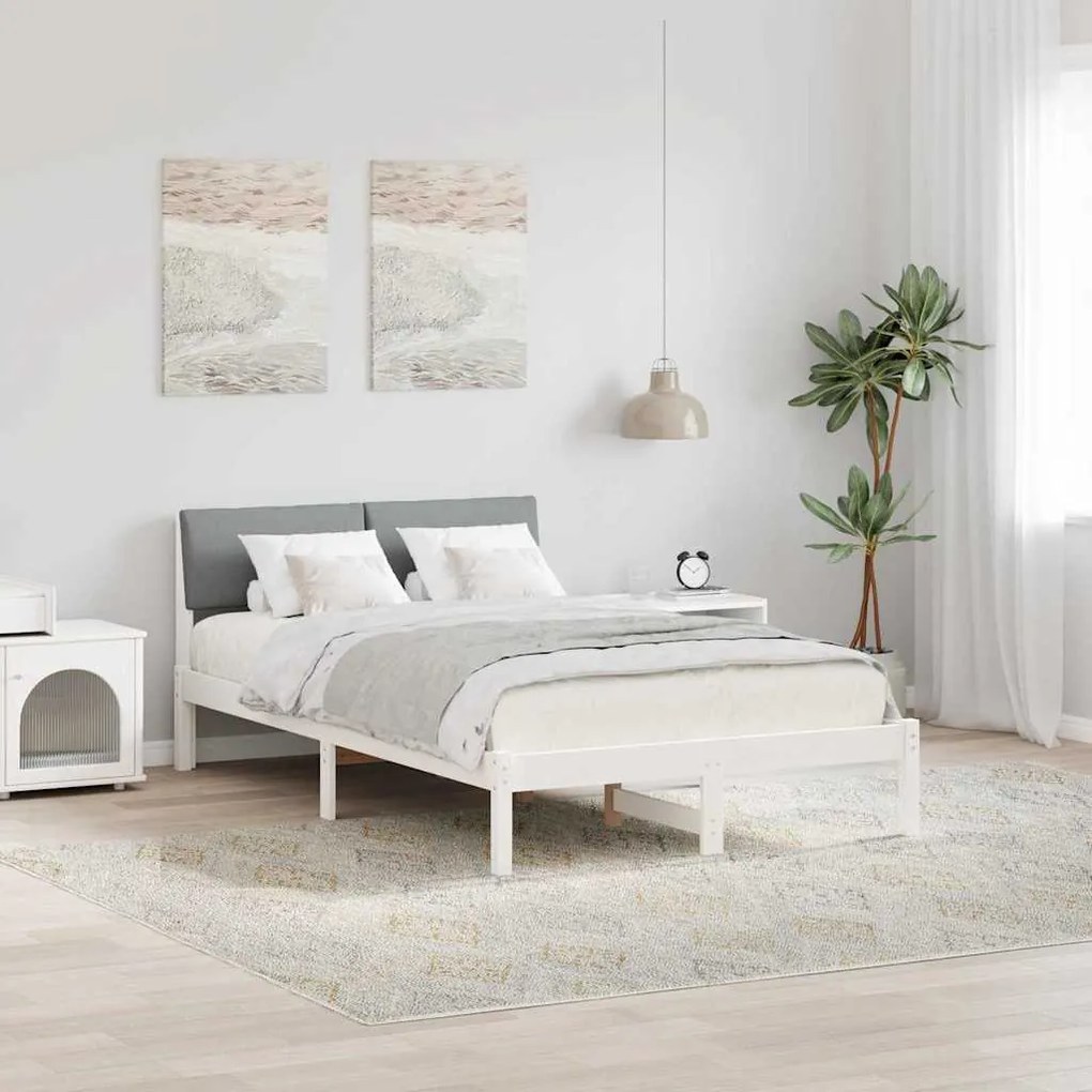 vidaXL Estrutura da cama Branco e cinza claro 120 x 200 cm