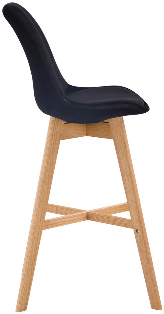 Banco de bar Cannes em veludo e com estrutura de Cor Natural 48 x 112 x 56 cm Preto