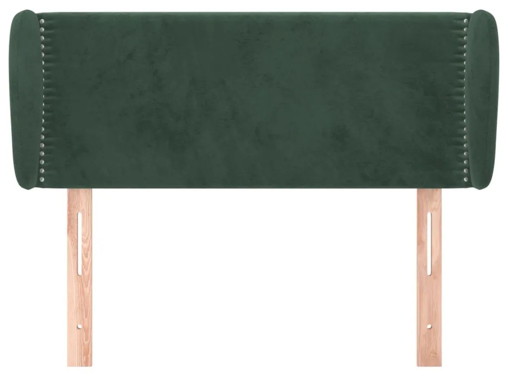 Cabeceira de cama c/ abas veludo 103x23x78/88cm verde-escuro