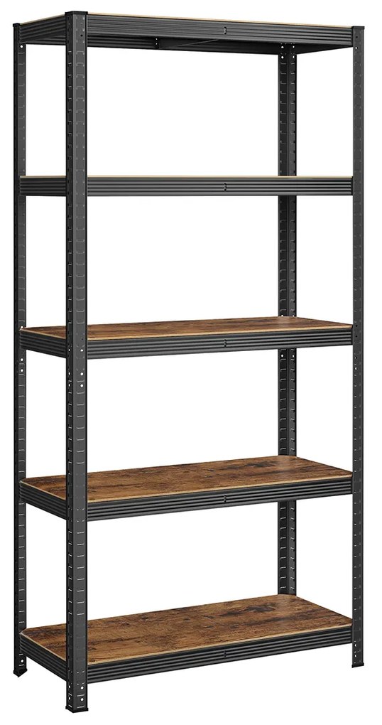 Estante SONGMICS, 40 x 90 x 180 cm, capacidade de carga de 875 kg (175 kg por prateleira), industrial, prateleiras de armazenamento ajustáveis, para sala de estar, cozinha, garagem, marrom rústico e preto GLR040B11