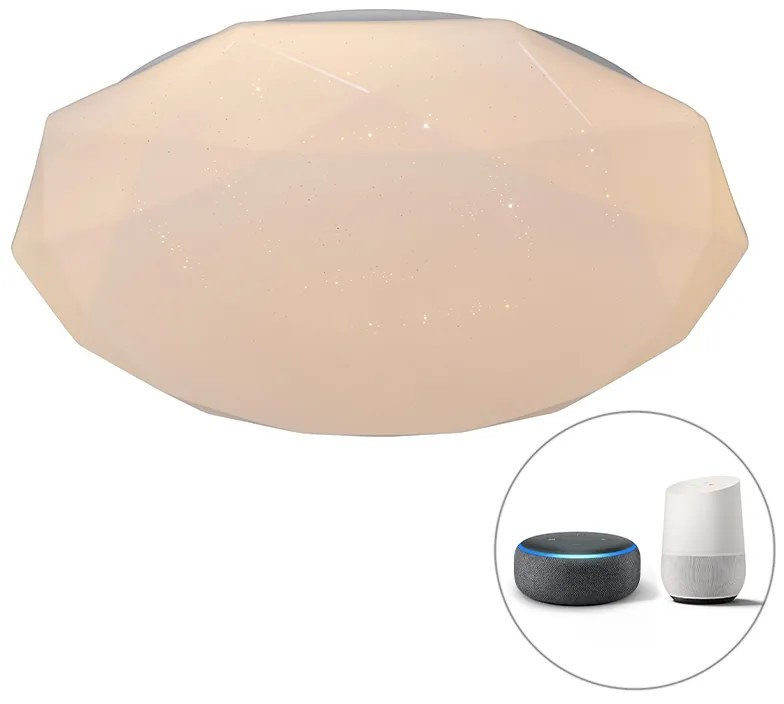 Candeeiro de tecto branco 51cm Smart-LED dimmer - EMMA Moderno
