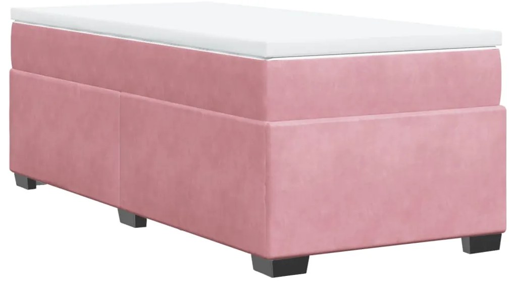Cama com molas/colchão 100x200 cm veludo rosa