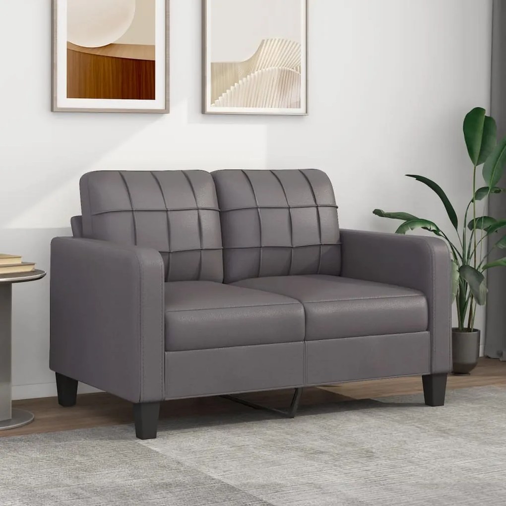 vidaXL Sofá de 2 lugares 120 cm couro artificial cinza
