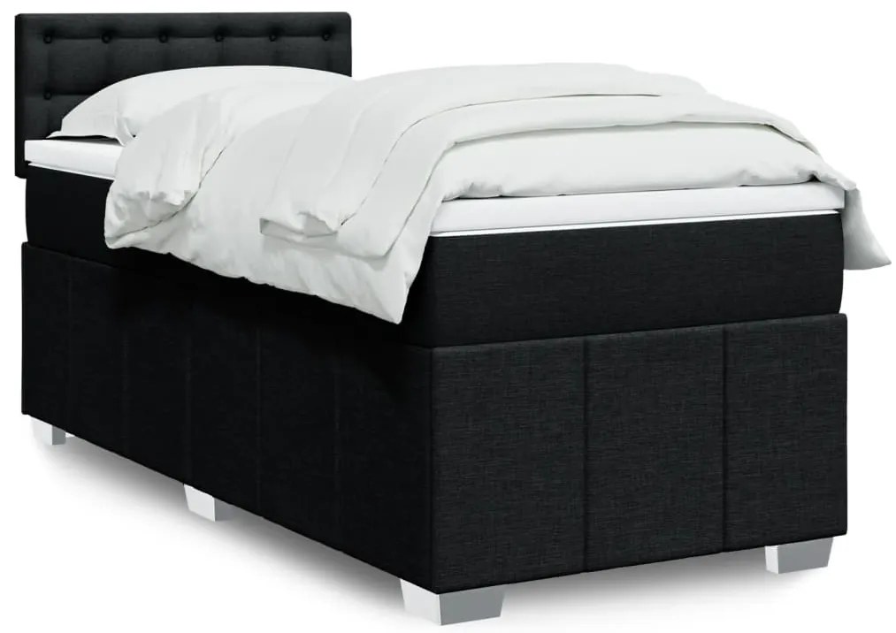 vidaXL Cama com molas/colchão 90x190 cm tecido preto