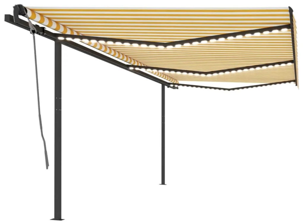 Toldo automático LED e sensor de vento 6x3 m amarelo e branco