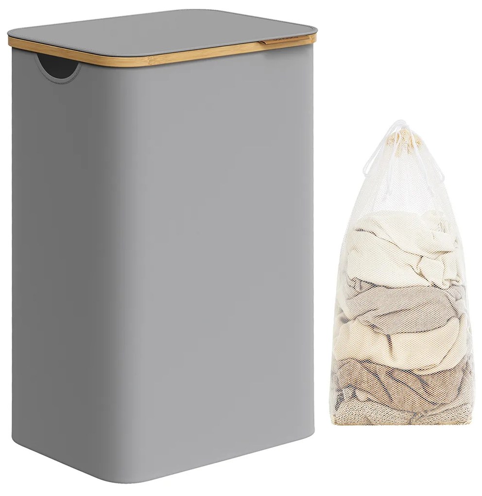 Cesto para roupa suja com tampa, 90 L 42 x 32 x 70,5 cm cinzento