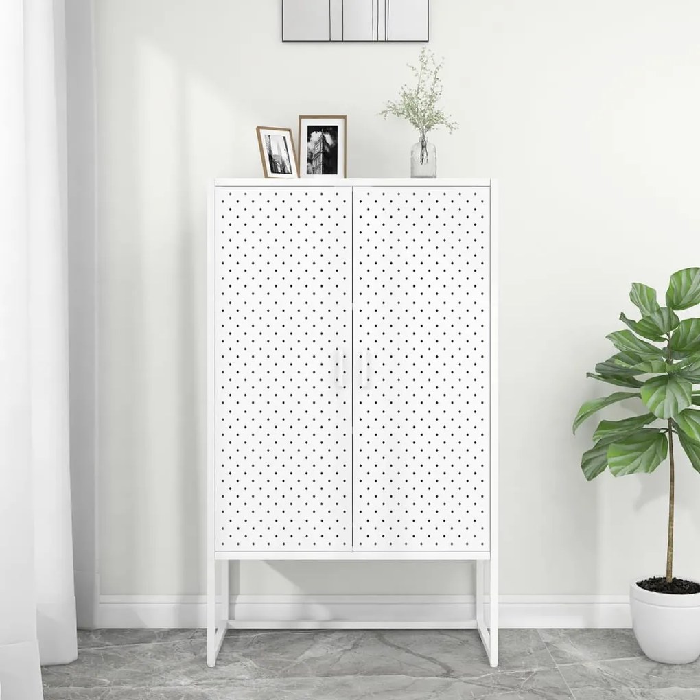 vidaXL Aparador alto 80x35x135 cm aço branco