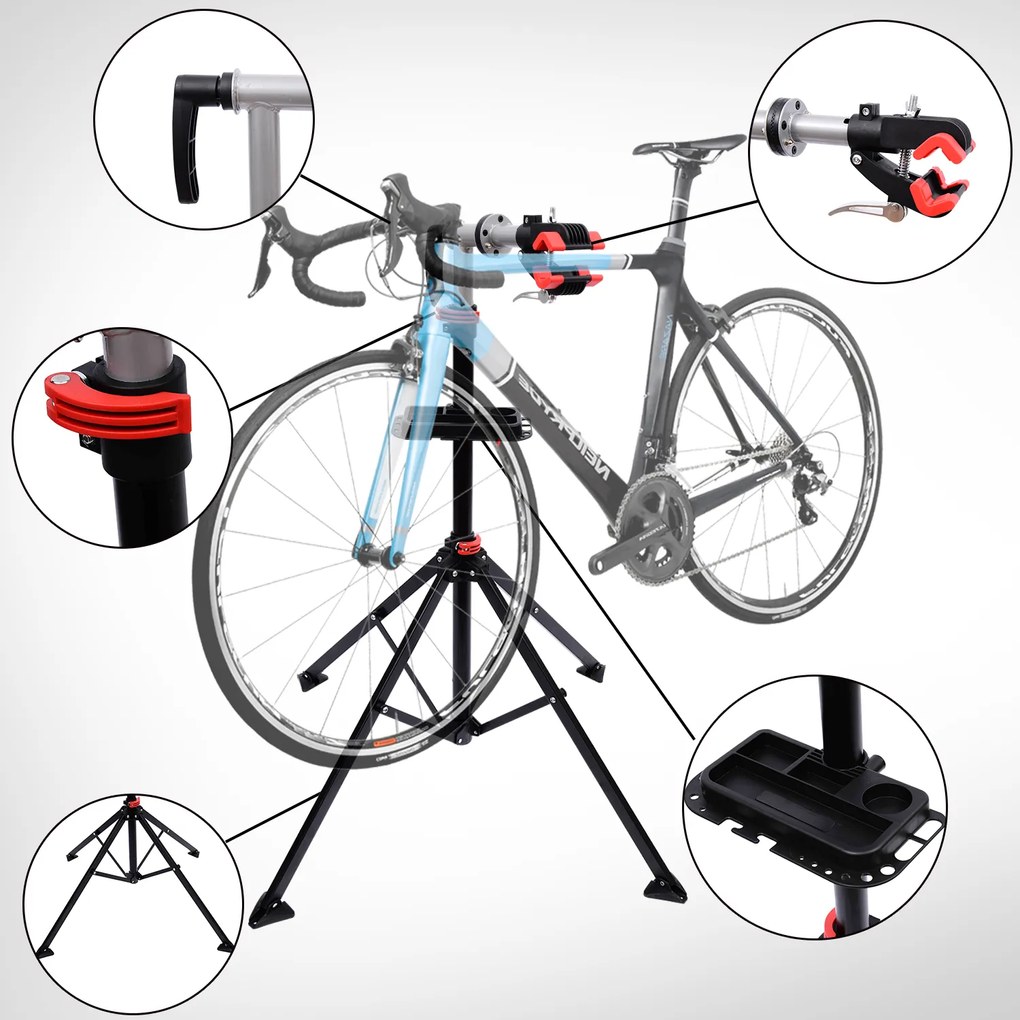 Kit de recuperação de bicicleta com suporte e bandeja - Tubo PP + aço Q195 - 100x100x190 cm (altura 100-190 cm)