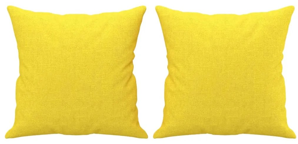 Sofá 2 lug. + almofadas decorativas 140 cm tecido amarelo-claro
