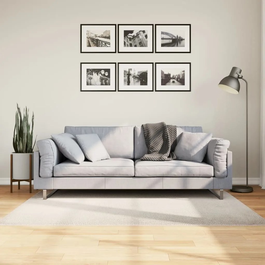 Tapete de pelo curto IZA visual escandinavo 120x170cm cor creme
