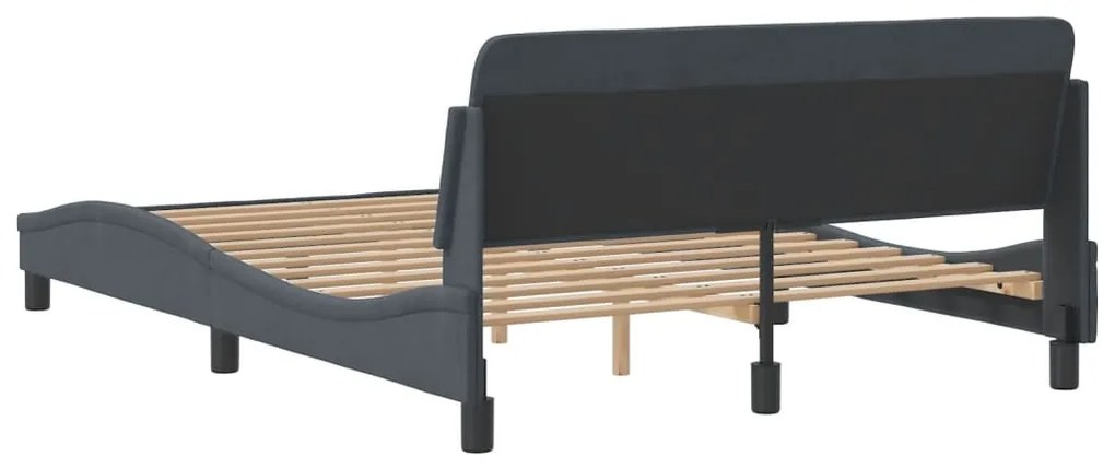 Estrutura de cama sem colchão 140x190 cm veludo cinzento-escuro