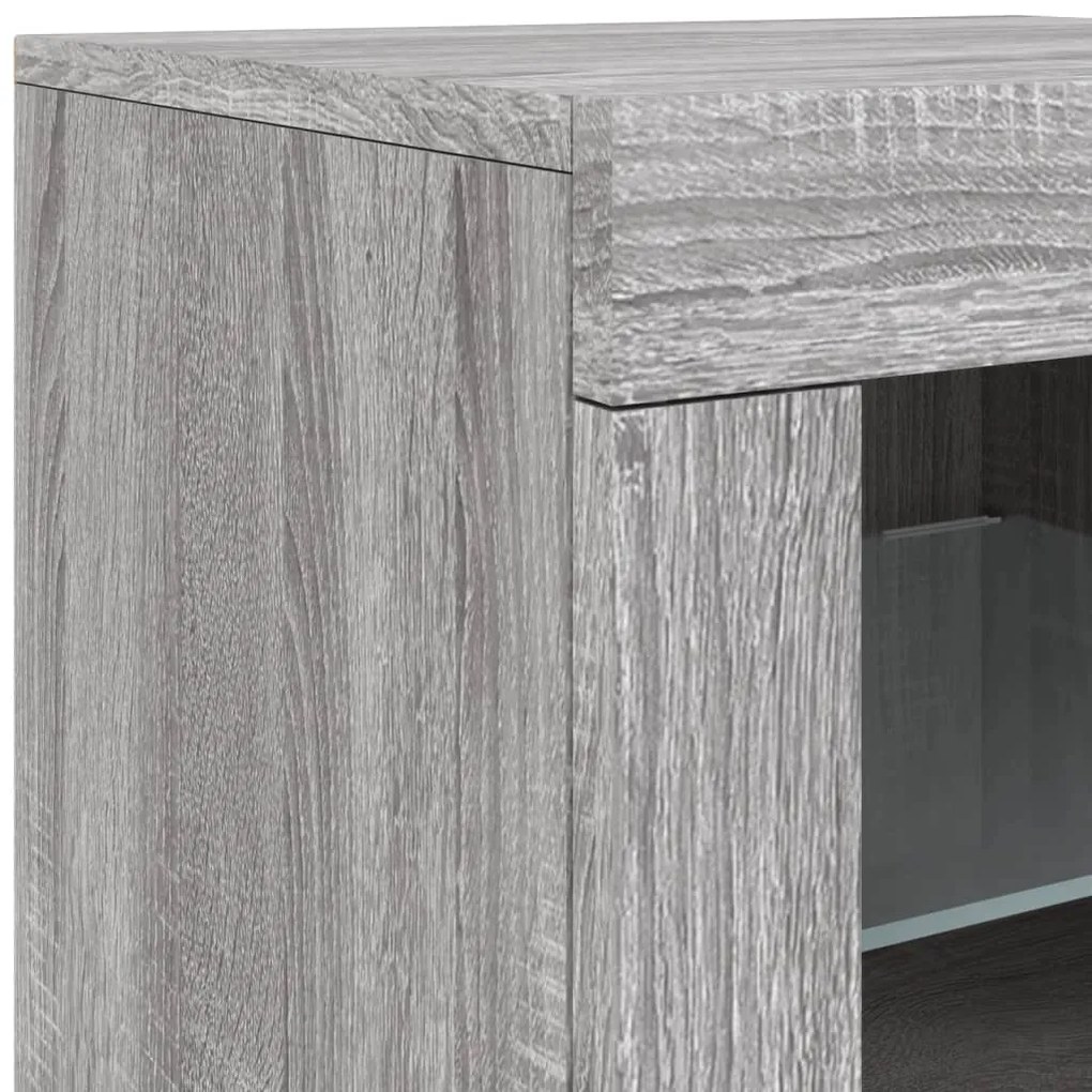 Aparador com luzes LED 123x37x67 cm cinzento sonoma