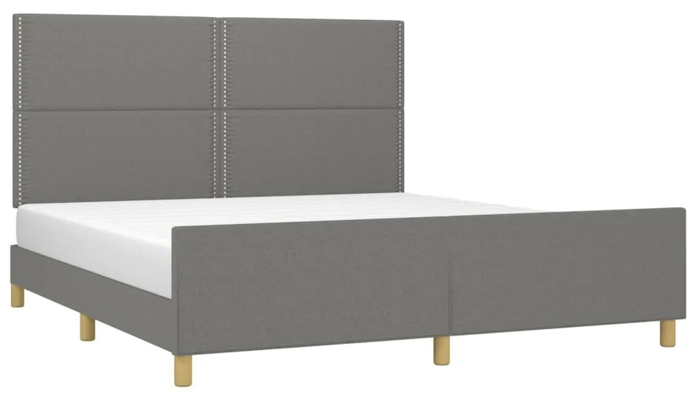 Estrutura de cama sem colchão 160x200 cm tecido cinzento-escuro