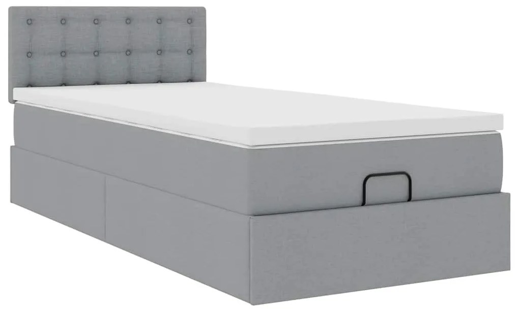 Estrutura cama otomana colchão 90x190 cm tecido cinzento claro
