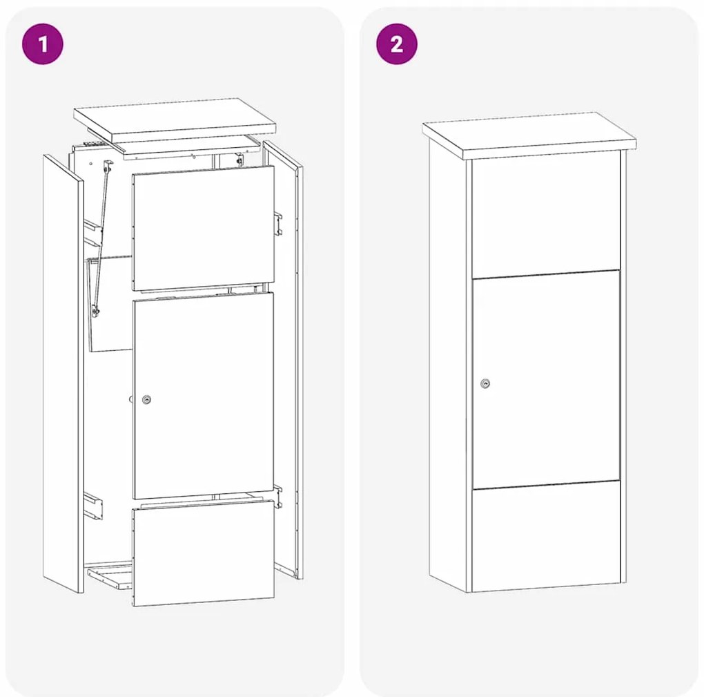Caixa para entrega de pacotes Branco 44,5 x 29 x 110,5 cm Aço
