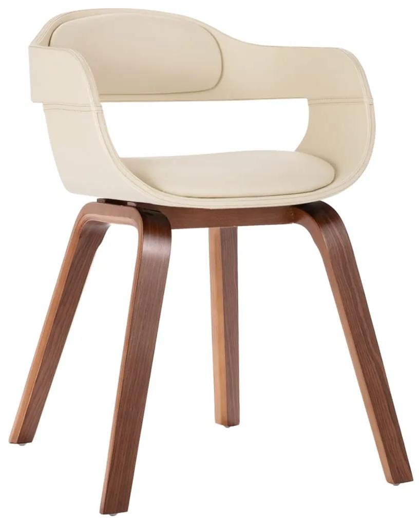 327330 vidaXL Cadeira de jantar madeira curvada e couro artificial branco