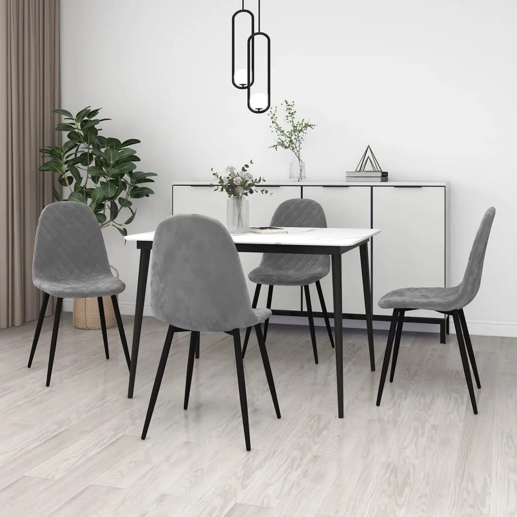 vidaXL Cadeiras de jantar 4 pcs veludo cinzento-claro