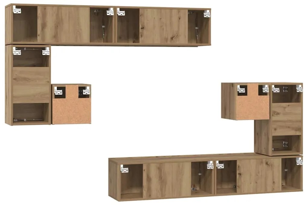 Conjunto de móvel de TV 8 pcs Carvalho Artesanal
