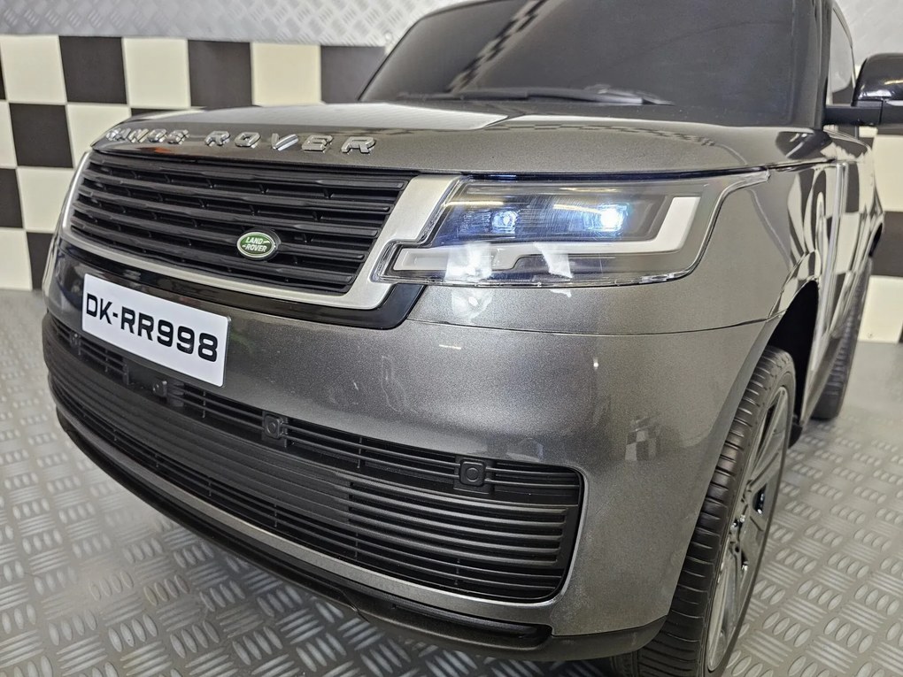 Carro elétrico para crianças RANGE ROVER VOGUE 24V, 2 Lugares, Pneus Borracha, Assento pele, Luzes Cinzento