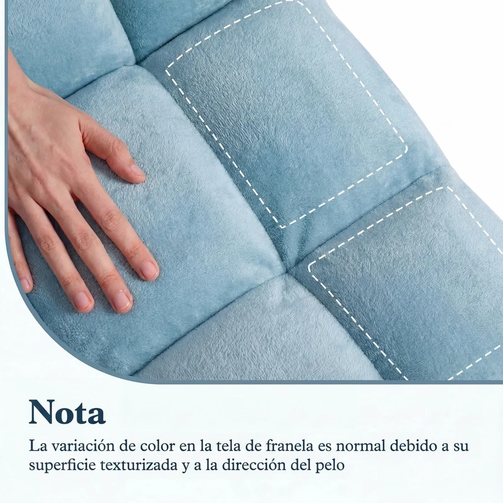 Cadeira de Chão Dobrável, 104 x 53 x 15 cm, Encosto Ajustável em 14 Posições, Azul-claro