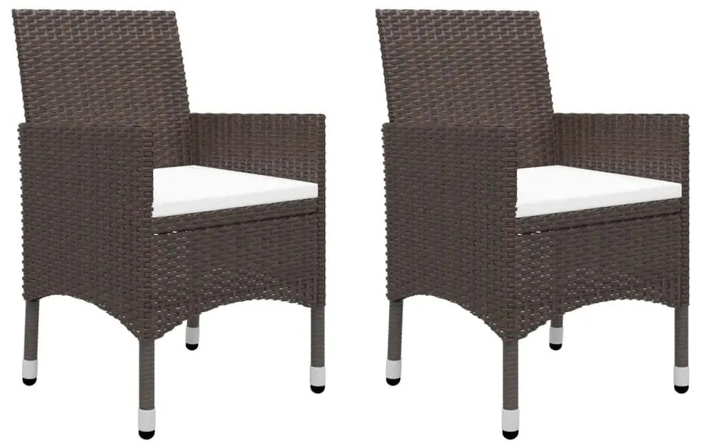 3 pcs conj. bistrô de jardim vime PE e vidro temperado castanho