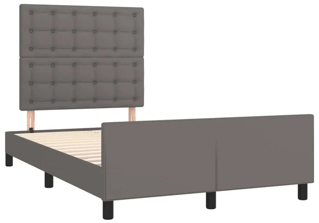 Estrutura cama c/ cabeceira 120x200cm couro artificial cinzento
