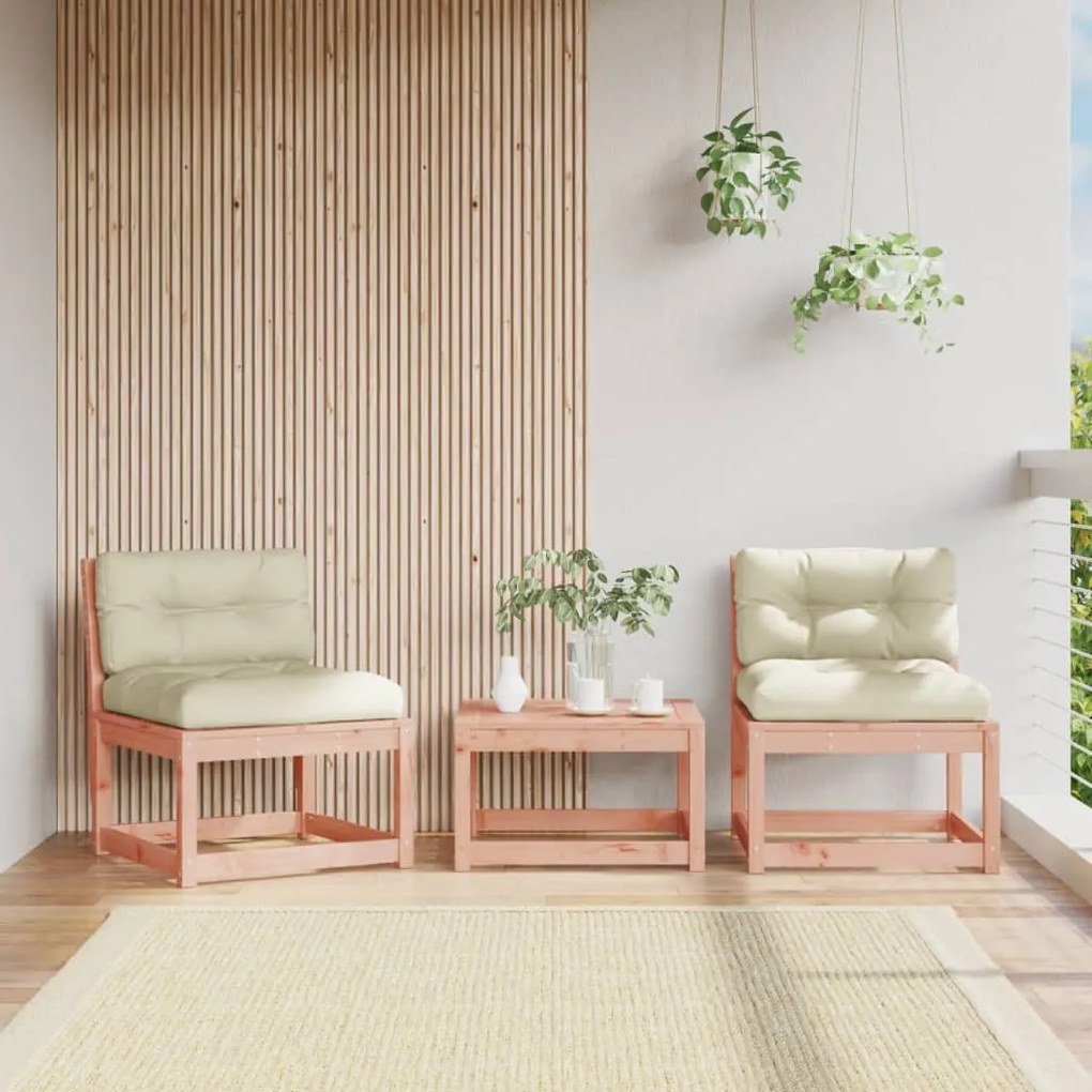vidaXL Sofás de jardim c/ almofadões 2 pcs madeira de douglas maciça