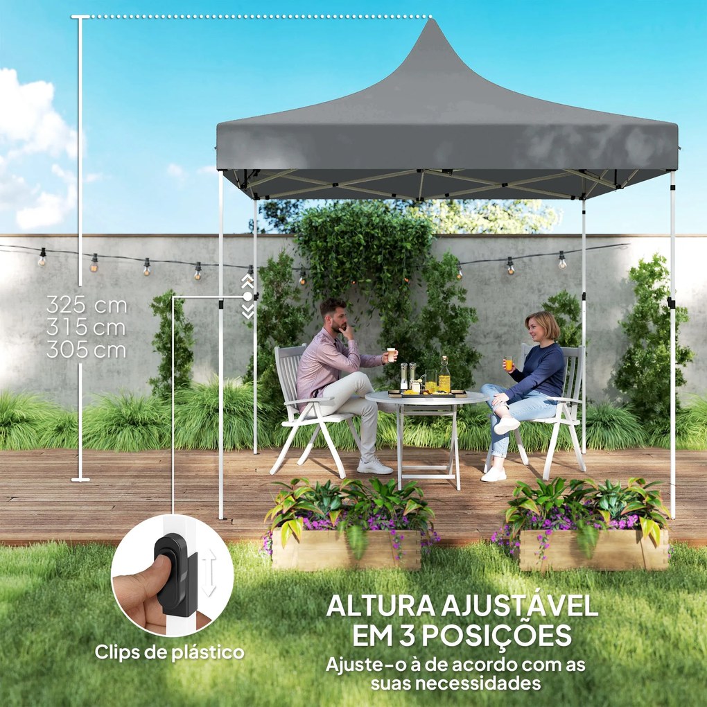 Tenda Dobrável Pop-Up 3x3 m Tenda Dobrável com 4 Paredes Laterais Anti
