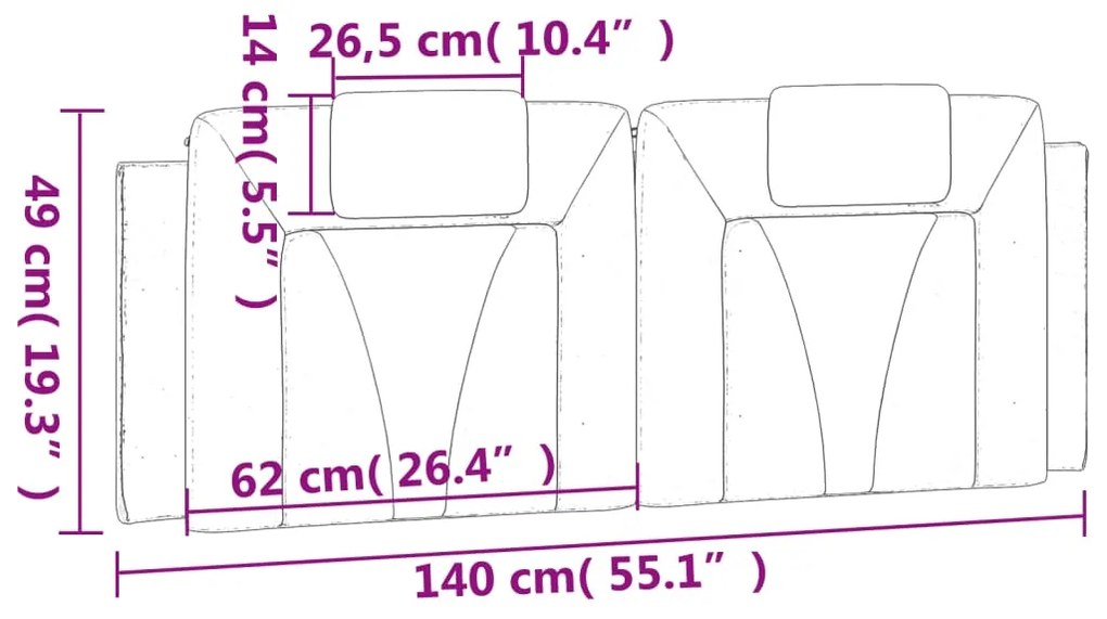 Almofadão de cabeceira 140 cm couro artificial castanho