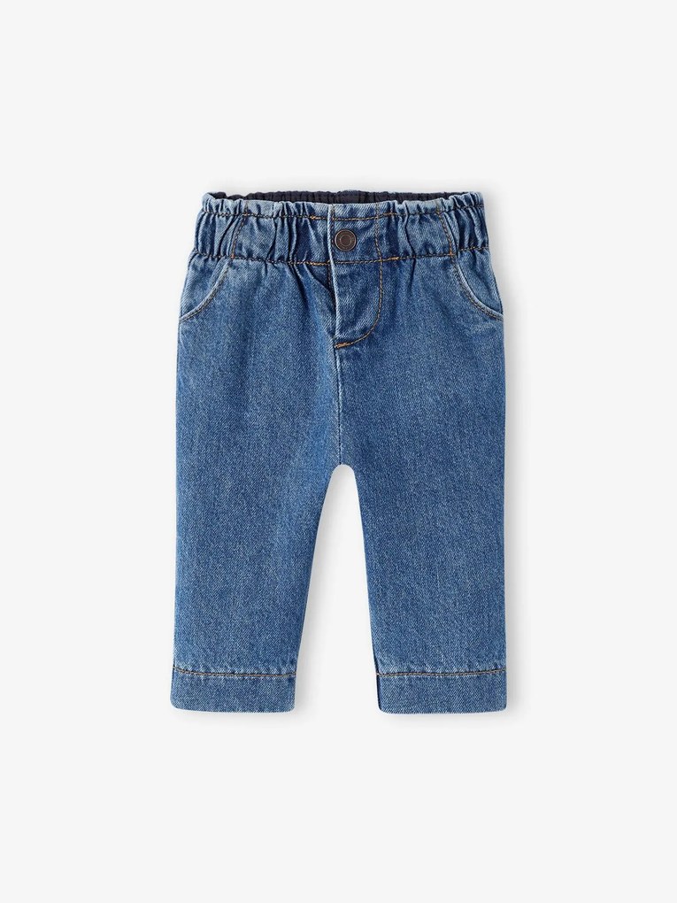 Jeans largos com cós elástico, para bebé stone