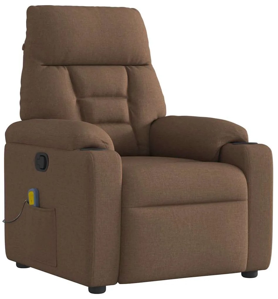 Poltrona de massagens reclinável tecido castanho
