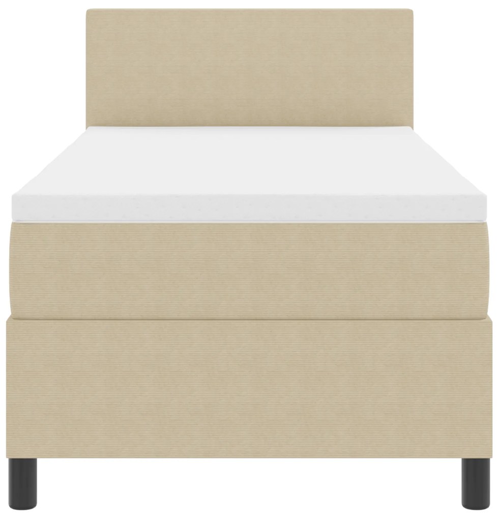 Cama Box Spring com Colchão Bege Claro 80x200 cm Tecido de Cortiça