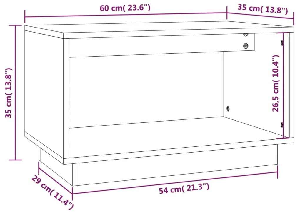 Móvel de TV 60x35x35 cm madeira de pinho maciça branco